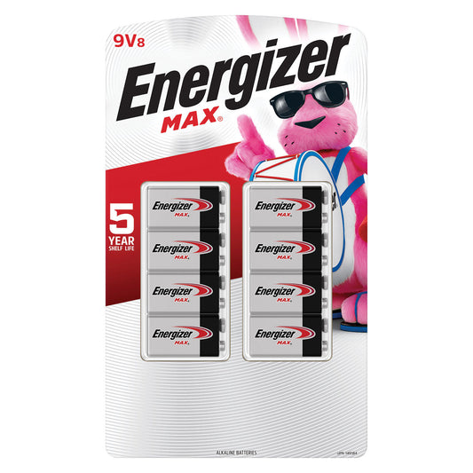 Energizer MAX Alkaline 9 Volt Batteries, 8-Pack