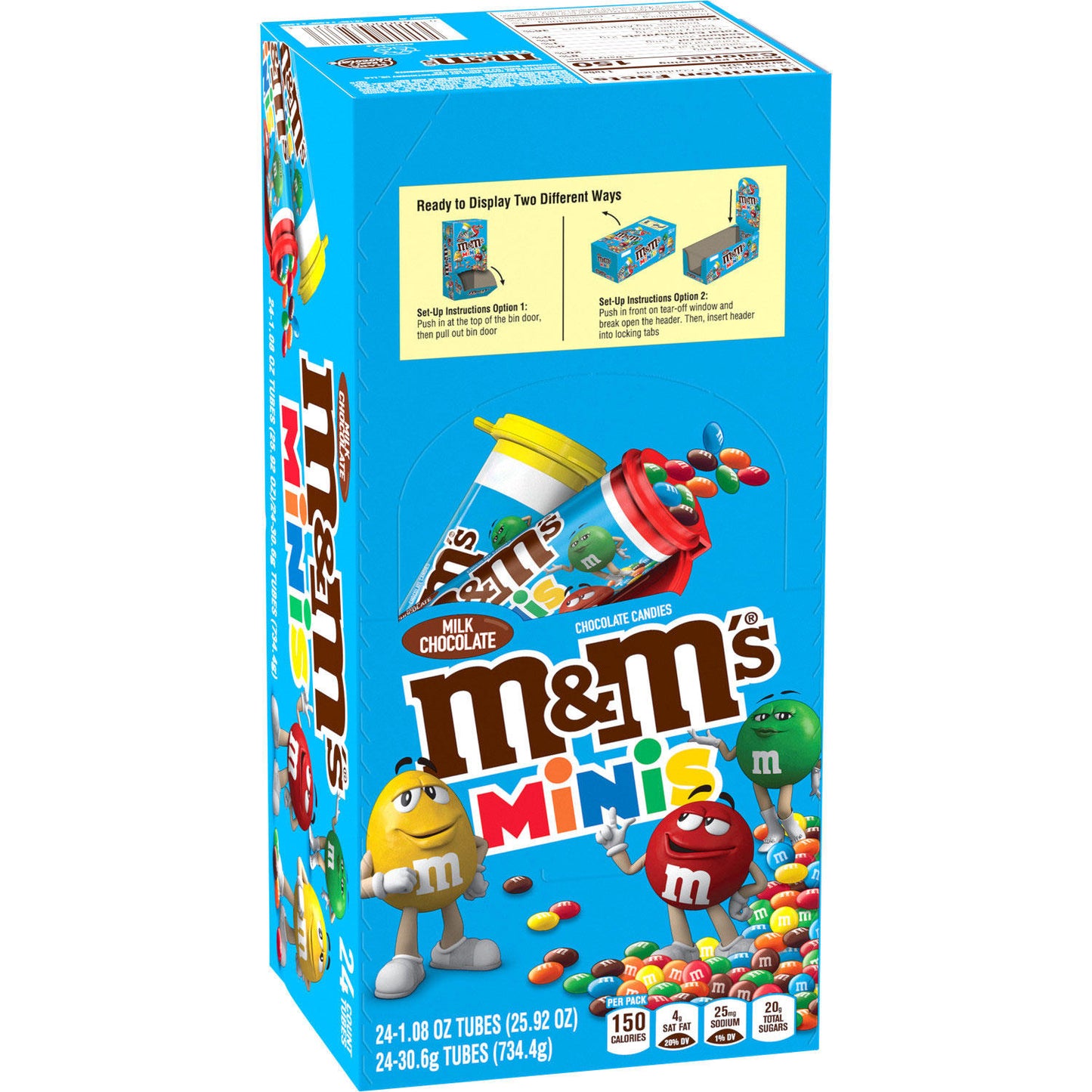 M&M'S MINIS Full Size Milk Chocolate Candy Resealable Tubes (1.08 oz., 24 ct.)