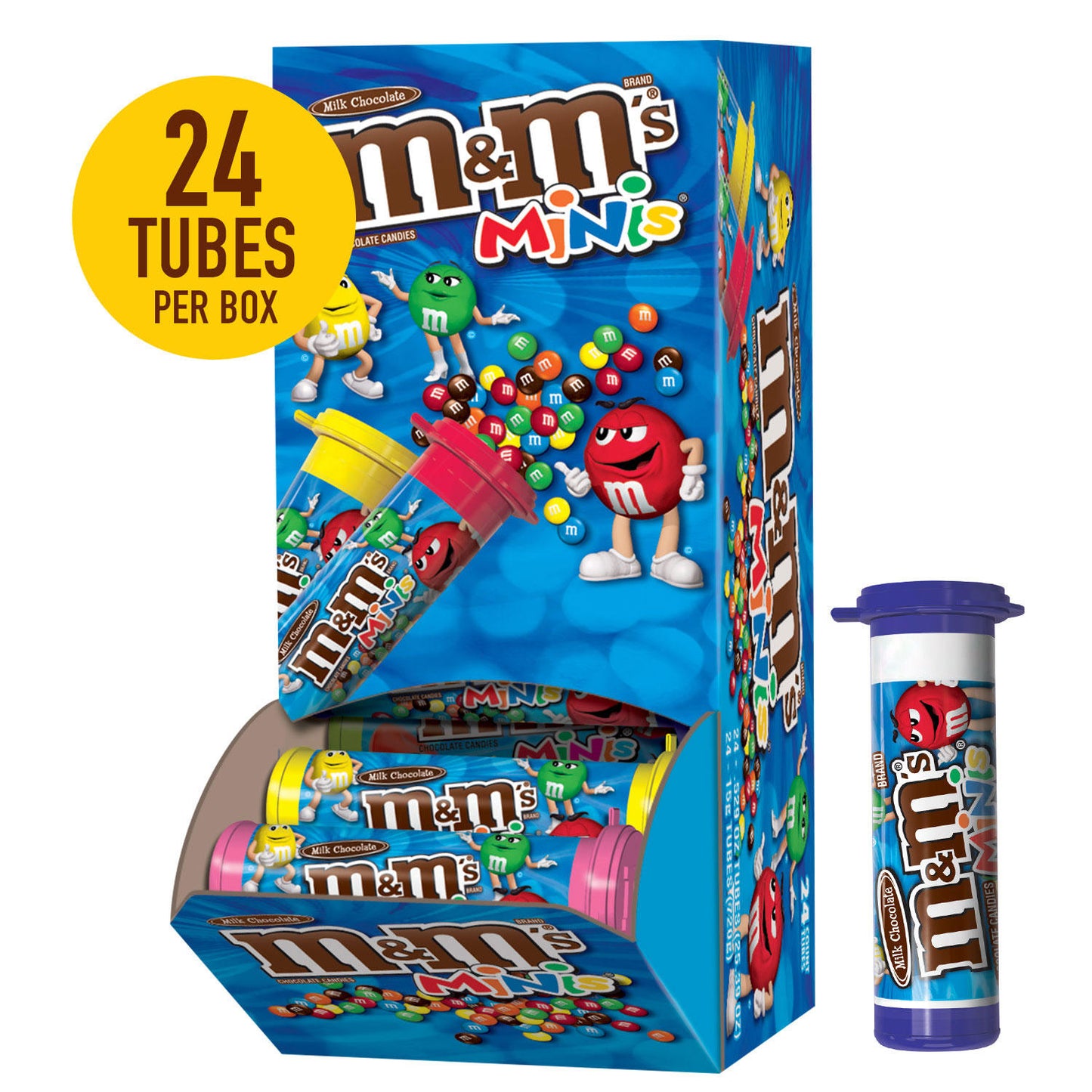 M&M'S MINIS Full Size Milk Chocolate Candy Resealable Tubes (1.08 oz., 24 ct.)