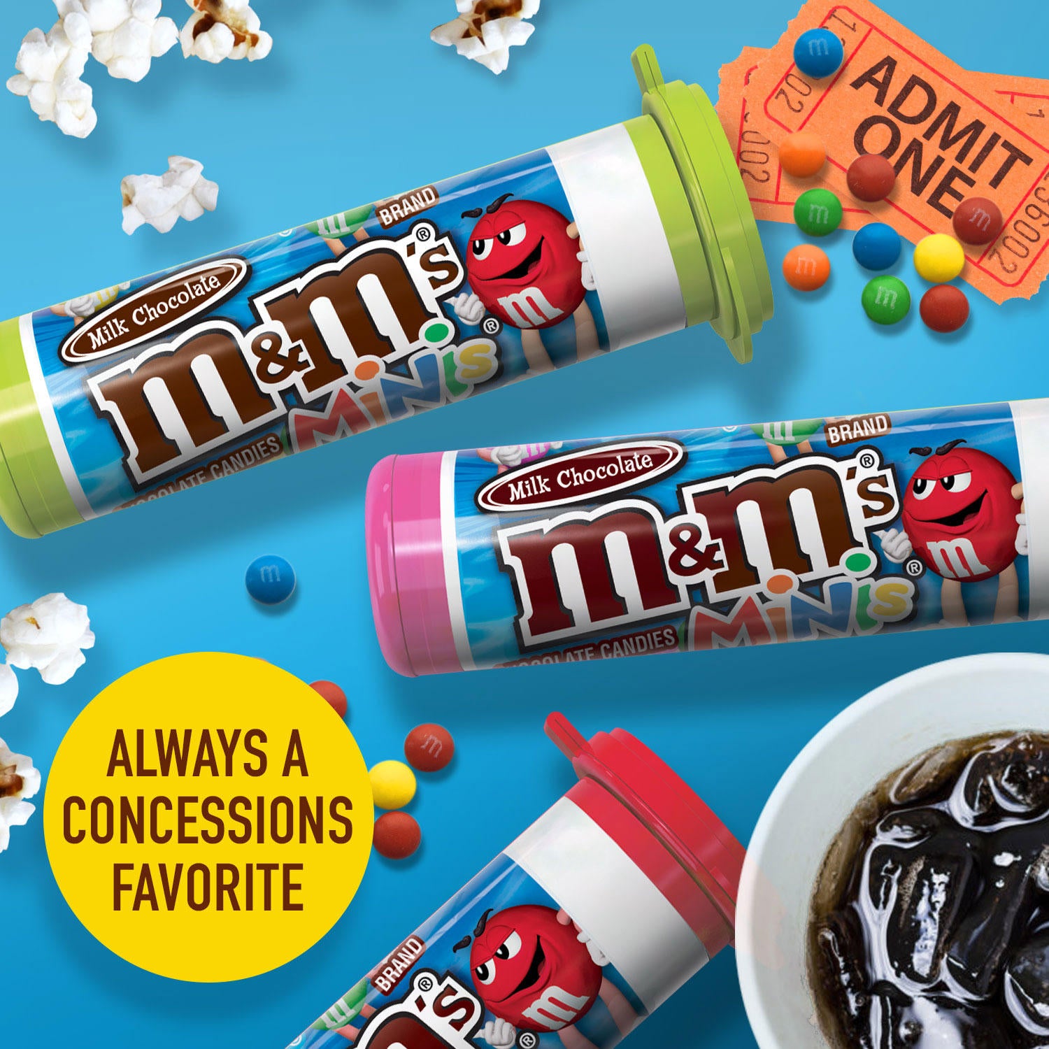 M&M's Mini's Milk Chocolate Candies Tube 4 pack tube, Seasonal Candy