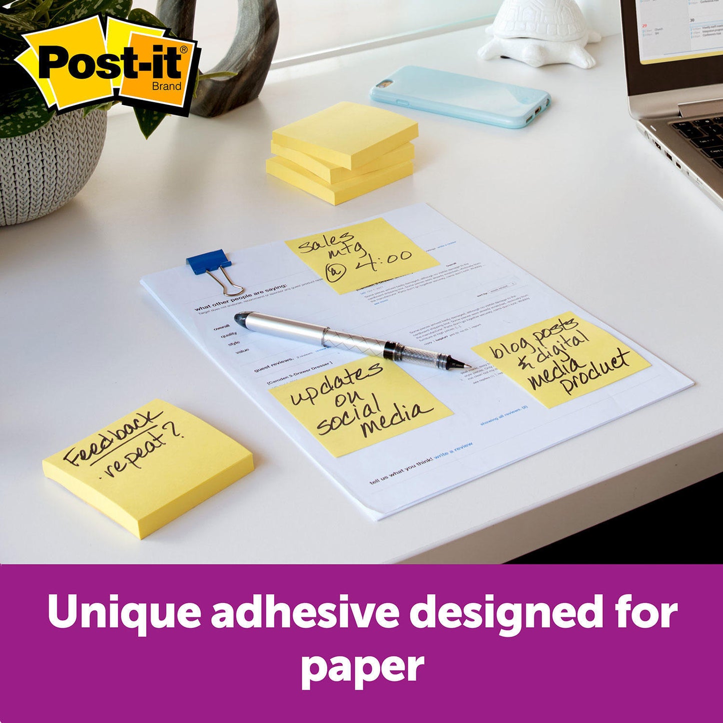 Post-it Original Notes, 3" x 3", Canary Yellow, 27 Pads, 2700 Total Sheets