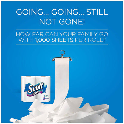 Scott 1100 Unscented Bath Tissue Bonus Pack, 1-ply (36 Rolls = 1100 Sheets Per Roll)- Individually Wrapped Toilet Paper
