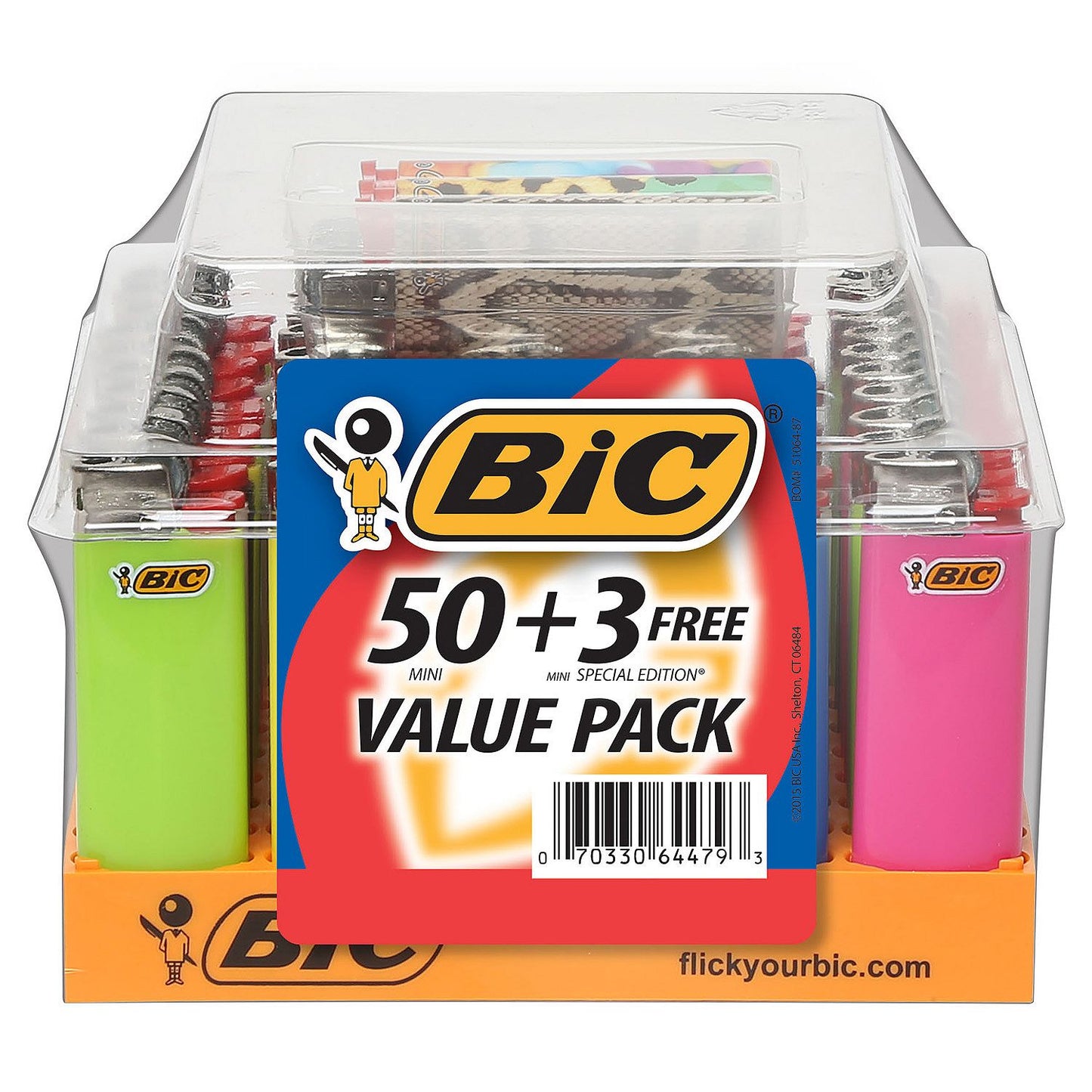 BIC 50ct Mini Pocket Lighter Tray with 3 Bonus Special Edition Mini Pocket Lighters (53ct)
