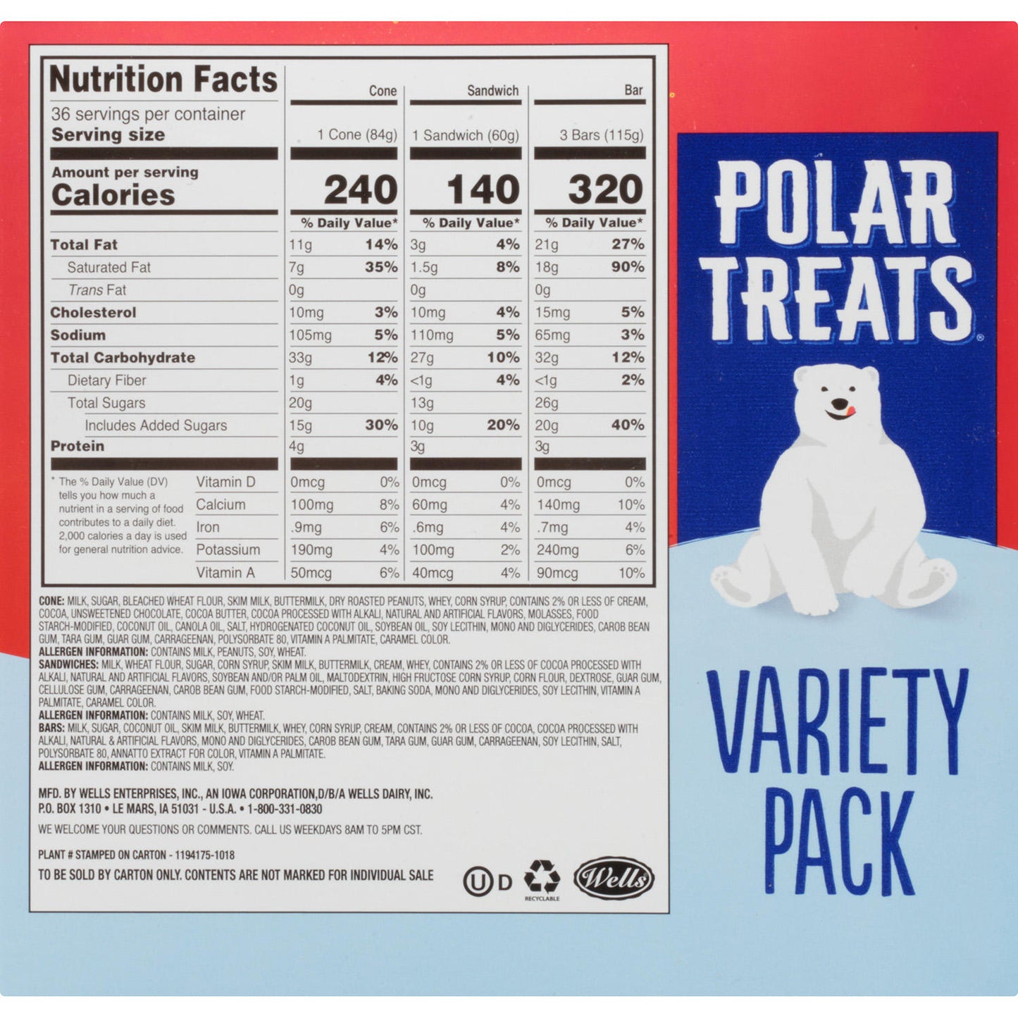 Polar Treats Ice Cream Novelties Variety Pack (36 ct.)