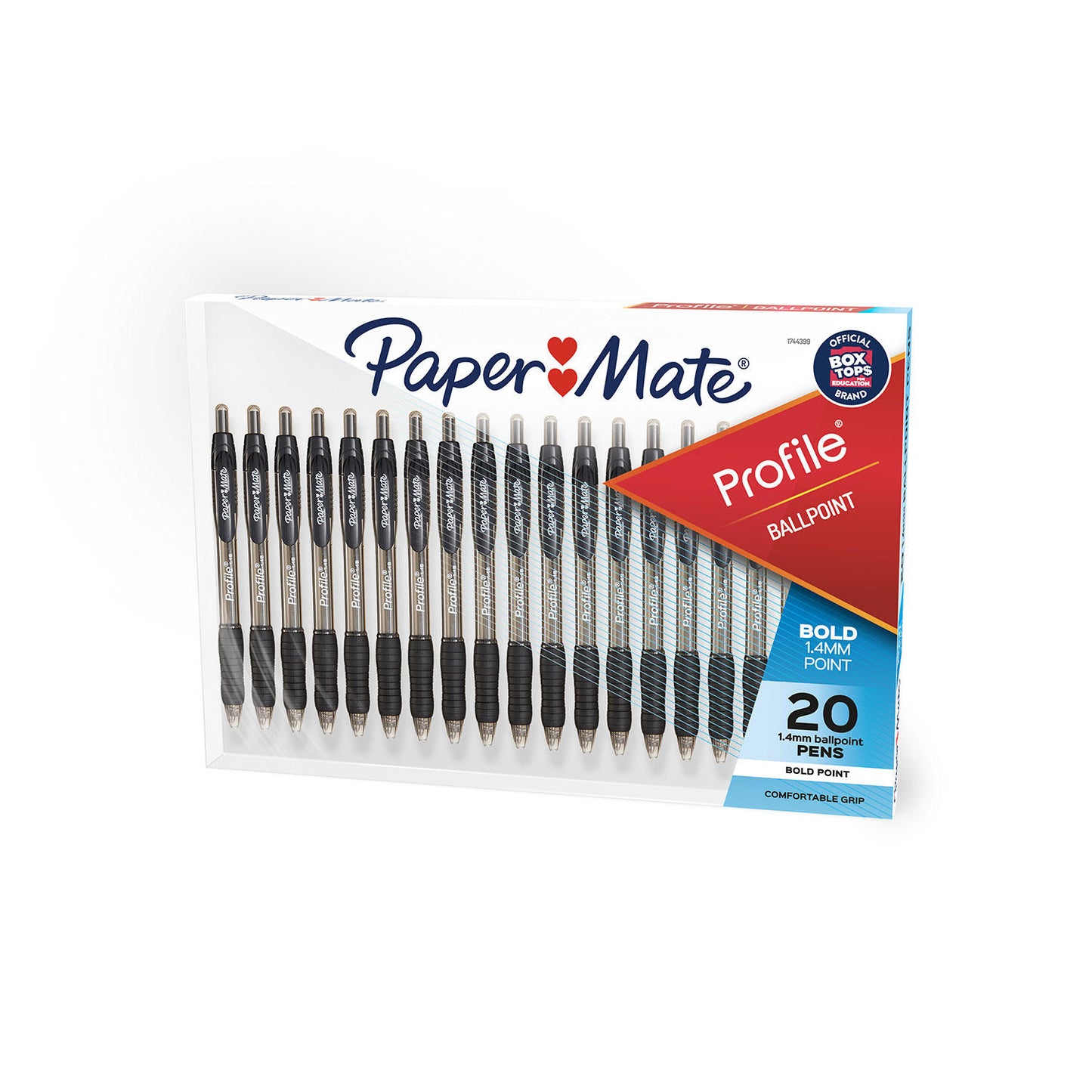 Paper Mate Ballpoint Pen, Profile Retractable Pen, Bold Point (1.4mm), Black, 20 Count