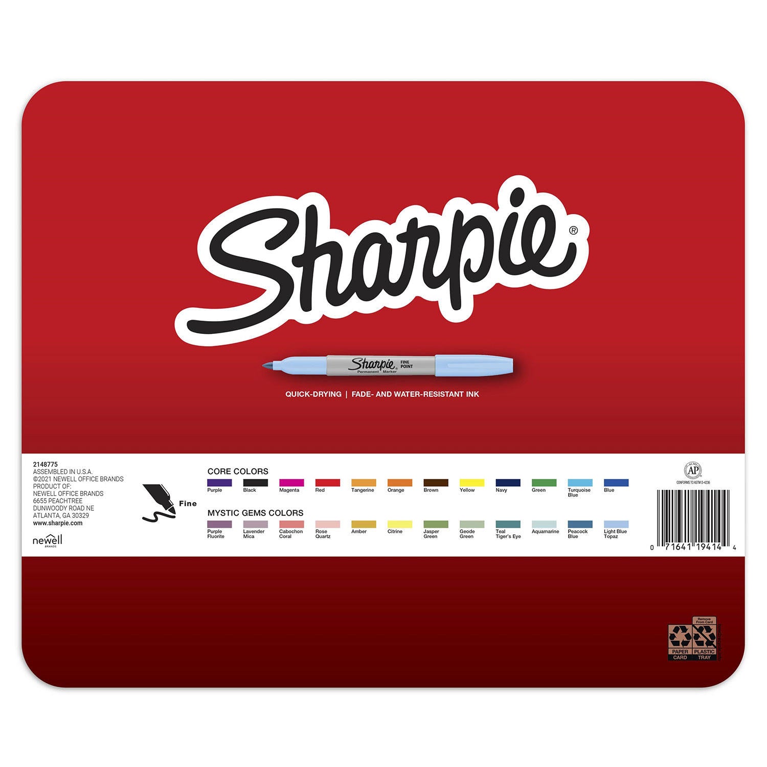 2-Pack Sharpie Permanent Markers Assorted Colors Fine Point. 12 Count Each.  NEW