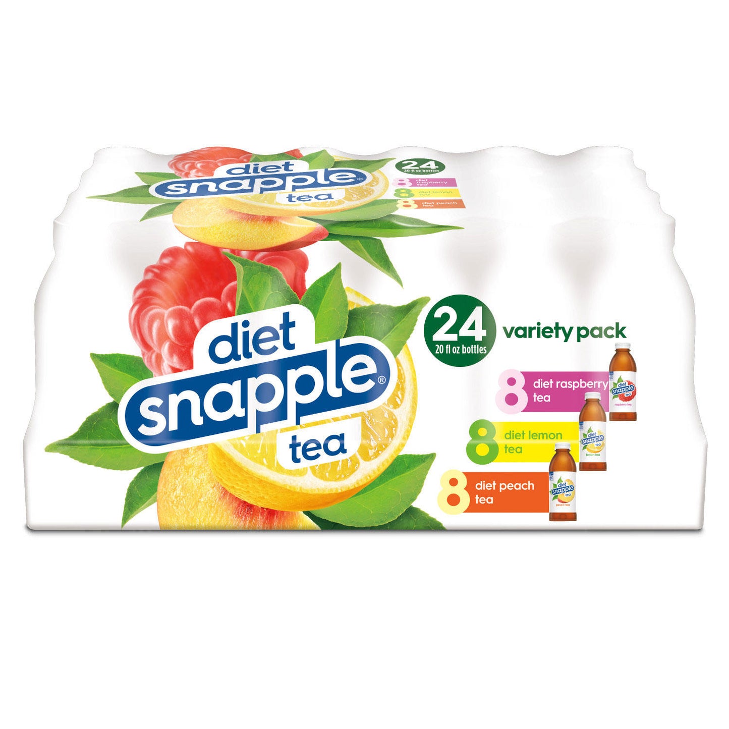 Diet Snapple Tea Three Flavor Variety Pack (20 fl. oz., 24 pk.)