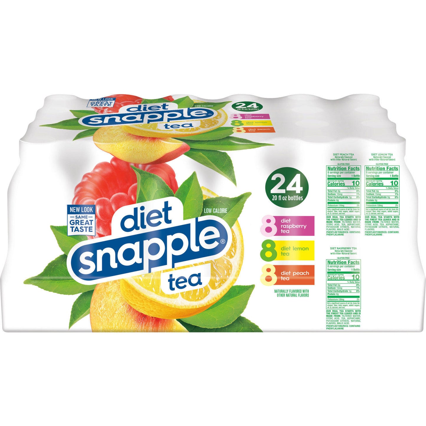 Diet Snapple Tea Three Flavor Variety Pack (20 fl. oz., 24 pk.)