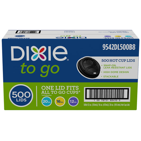 Dixie Sip-Through Dome Hot Drink Lids, Fits 12-20 oz. Cups, Black (500 ct.)