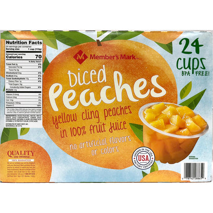 Member's Mark Diced Peaches in 100% Fruit Juice (4 oz., 24 ct.)