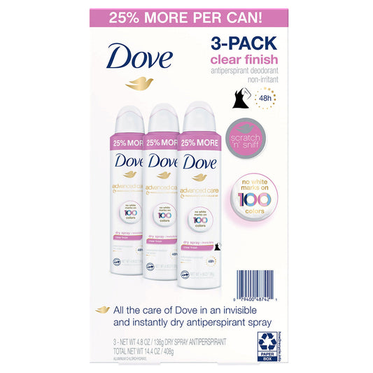 Dove Women's Invisible Dry Spray Antiperspirant Deodorant (4.8 oz., 3 pk.)