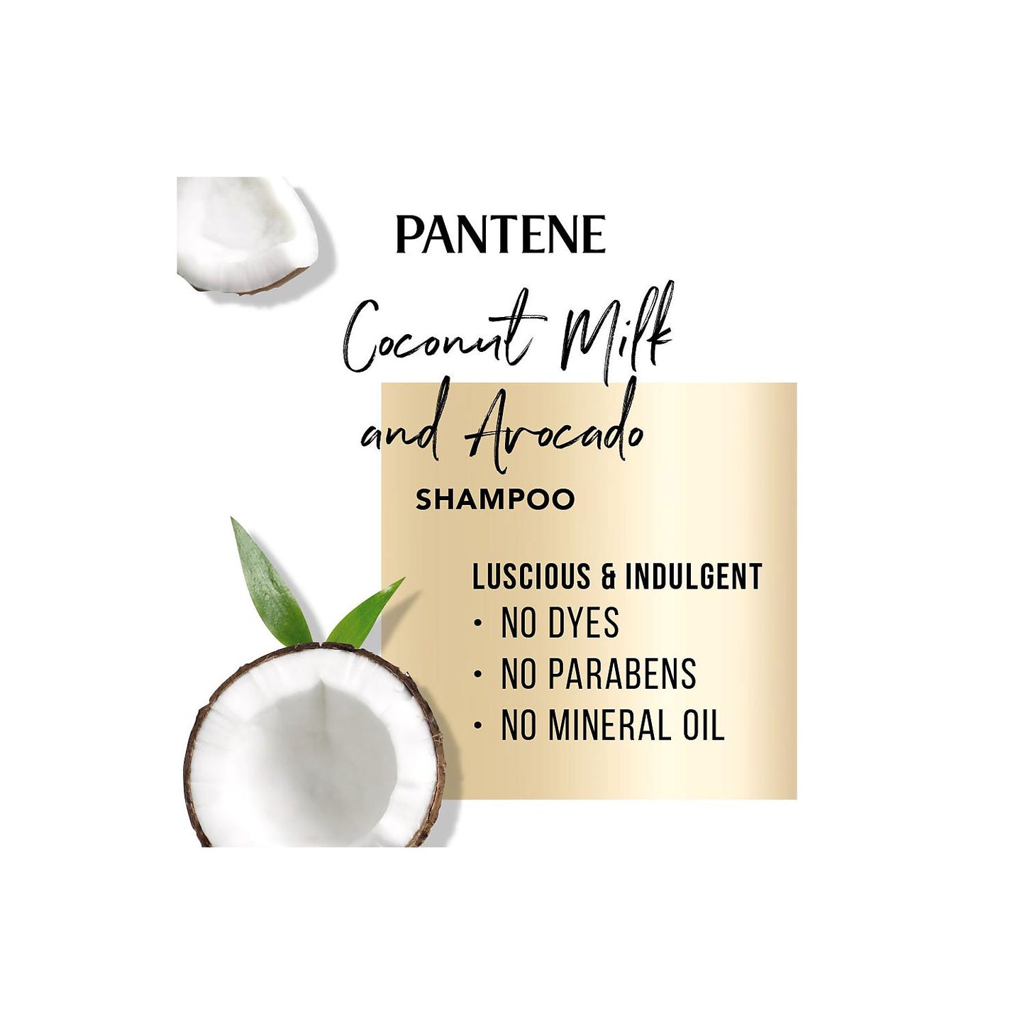 Pantene Pro-V Paraben Free, Dye Free, Mineral Oil Free Coconut Milk and Avocado Moisturizing Shampoo for Dry Hair (38.2 fl., oz.)