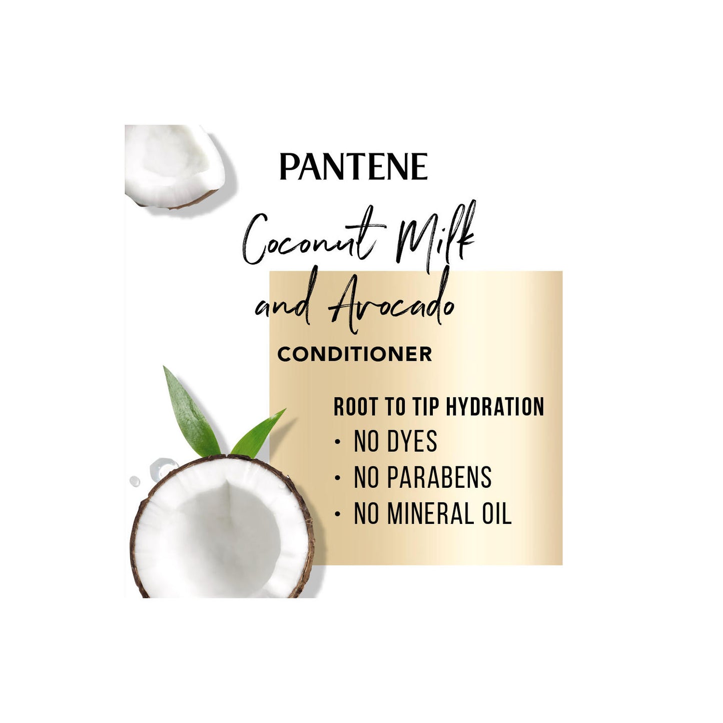 Pantene Pro-V Paraben Free, Dye Free, Mineral Oil Free Coconut Milk and Avocado Moisturizing Conditioner for Dry Hair (38.2 fl. oz.)