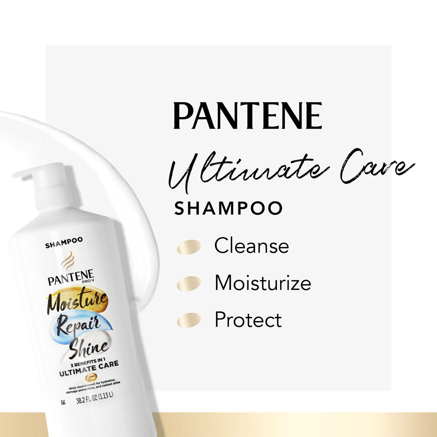 Pantene Pro-V Ultimate Care Moisture + Repair + Shine Shampoo for Damaged Hair and Split Ends (38.2 fl. oz .)