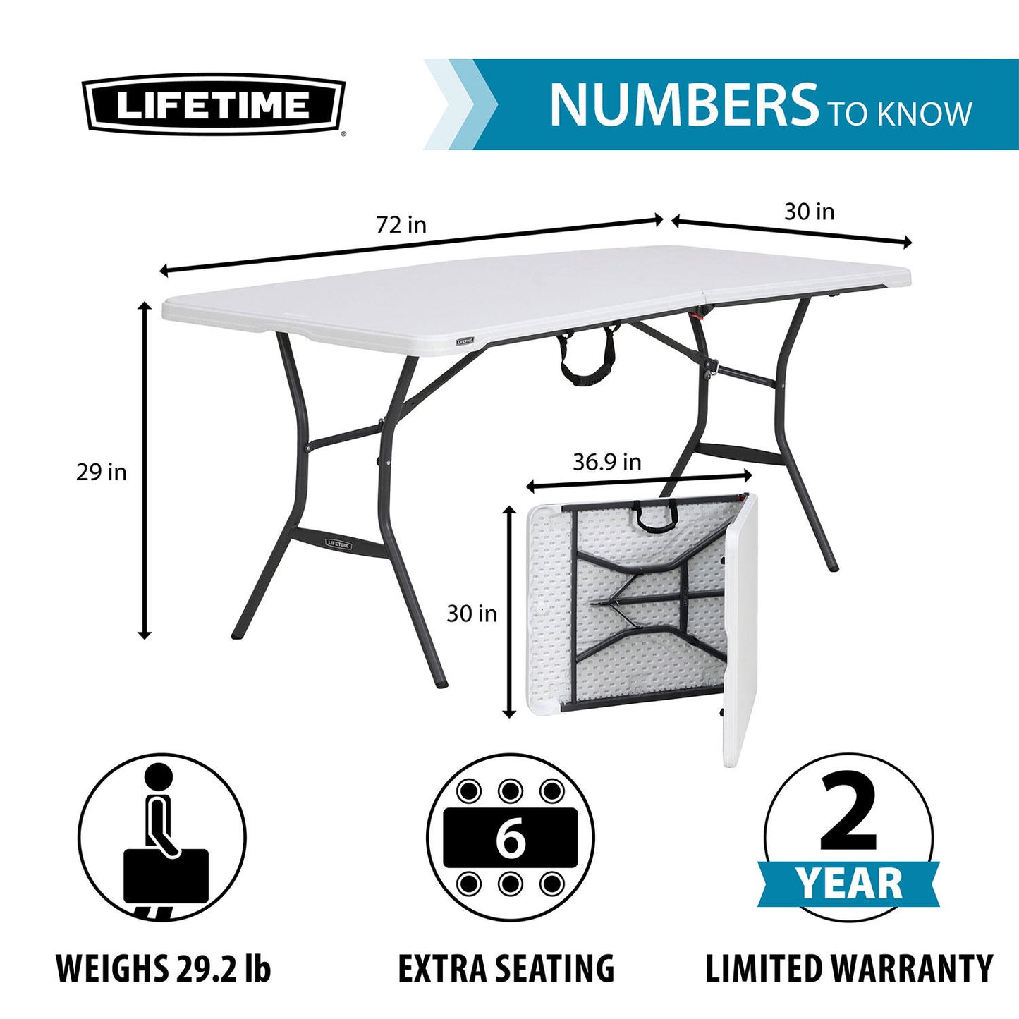 Lifetime 6' Fold-In-Half Table