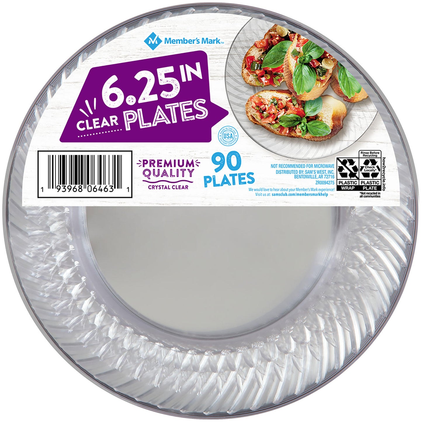 Member's Mark Clear Plastic Plates, 6.25" (90 ct.)