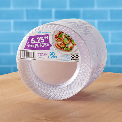 100 Clear Plastic Plates - 6.25 Inch Disposable Plates