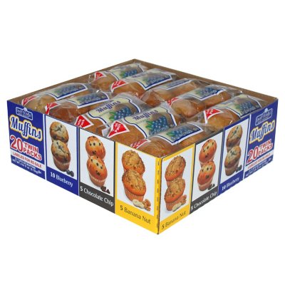 Uncle Wally's Assorted Twin Pack Muffins, Chocolate Chip and Blueberry (20 pk.)