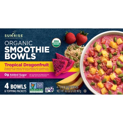 Sunrise Organic Tropical Dragonfruit Smoothie Bowls, Frozen (4 ct.)