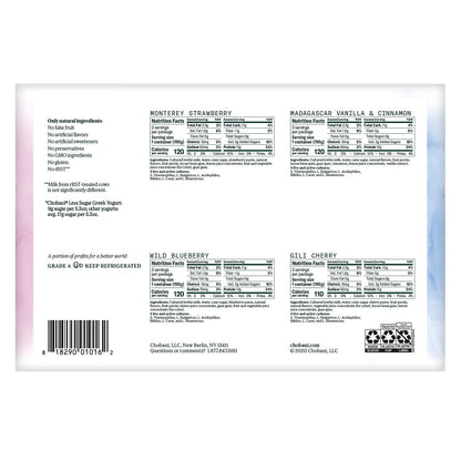 Chobani Less Sugar Greek Yogurt Variety Pack, 16 ct./5.3 oz.