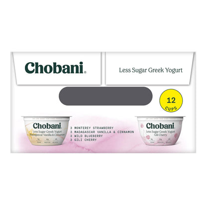 Chobani Less Sugar Greek Yogurt Variety Pack, 16 ct./5.3 oz.