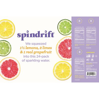 Spindrift Sparkling Water with Real Squeezed Fruit, Variety Pack (12 fl. oz., 24 pk.)