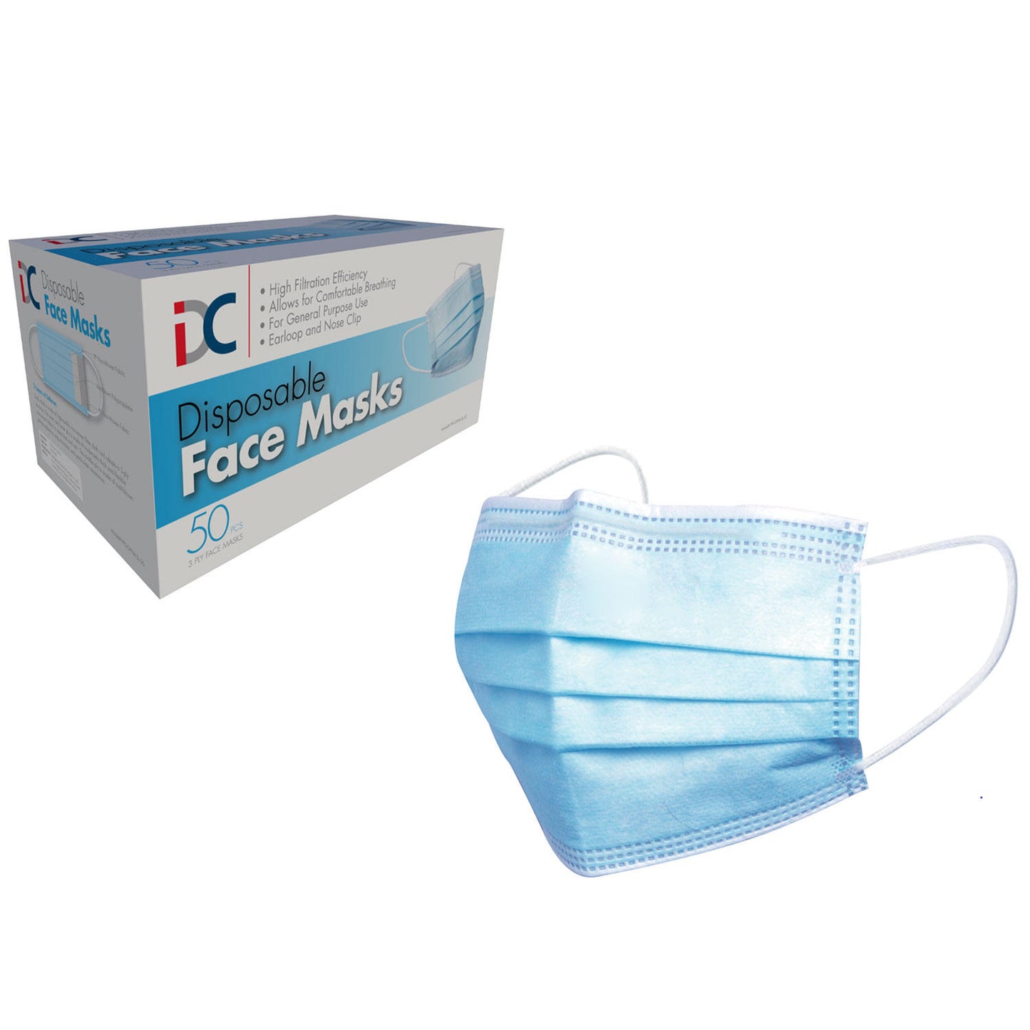 Disposable Face Mask with Elastic Ear Loops (50 ct.)