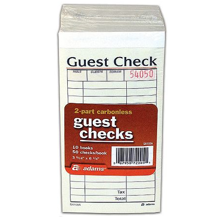2-Part Carbonless Guest Check - 50 checks/book - 10 pk.