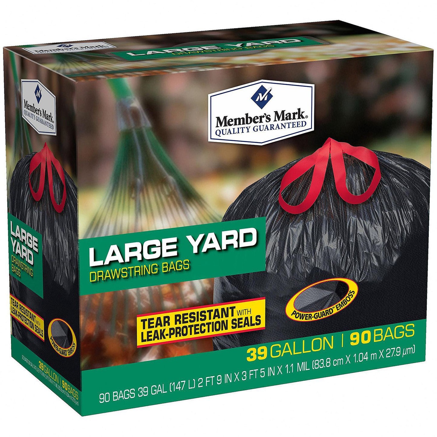 Member's Mark 39 Gallon Power-Guard Drawstring Yard Trash Bags (90 ct.)