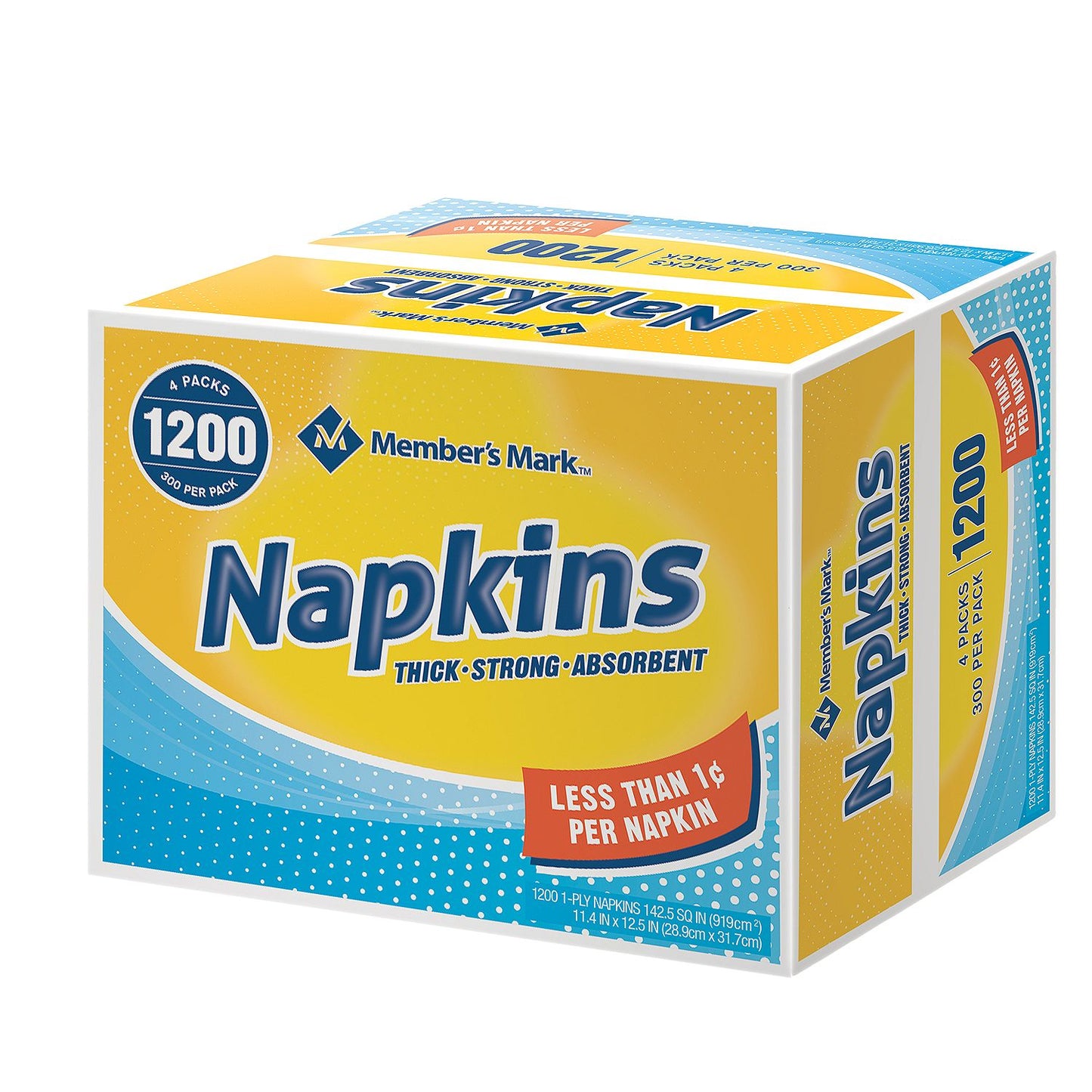 Everyday White Napkins 11.4 x 12.5 (200pk, 6pk. per ct.) 1200 Napkins