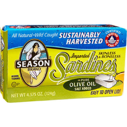 Season B/S Sardines in Olive Oil, 4.375 oz, 6 ct