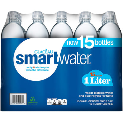 Glaceau SmartWater Water (1 L bottles, 15 pk.)