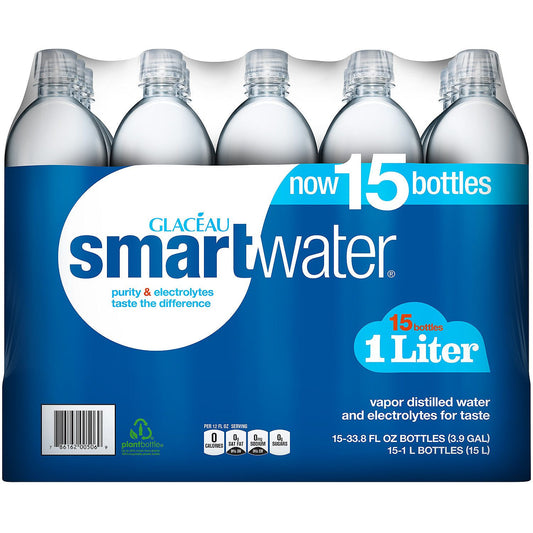 Glaceau SmartWater Water (1 L bottles, 15 pk.)