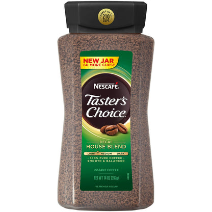 NESCAFE TASTER'S CHOICE Decaffeinated Instant Coffee, House Blend (14 oz.)