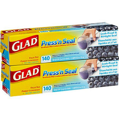 Glad Press'n Seal Plastic Food Wrap (140 sq. ft./roll, 2 rolls)