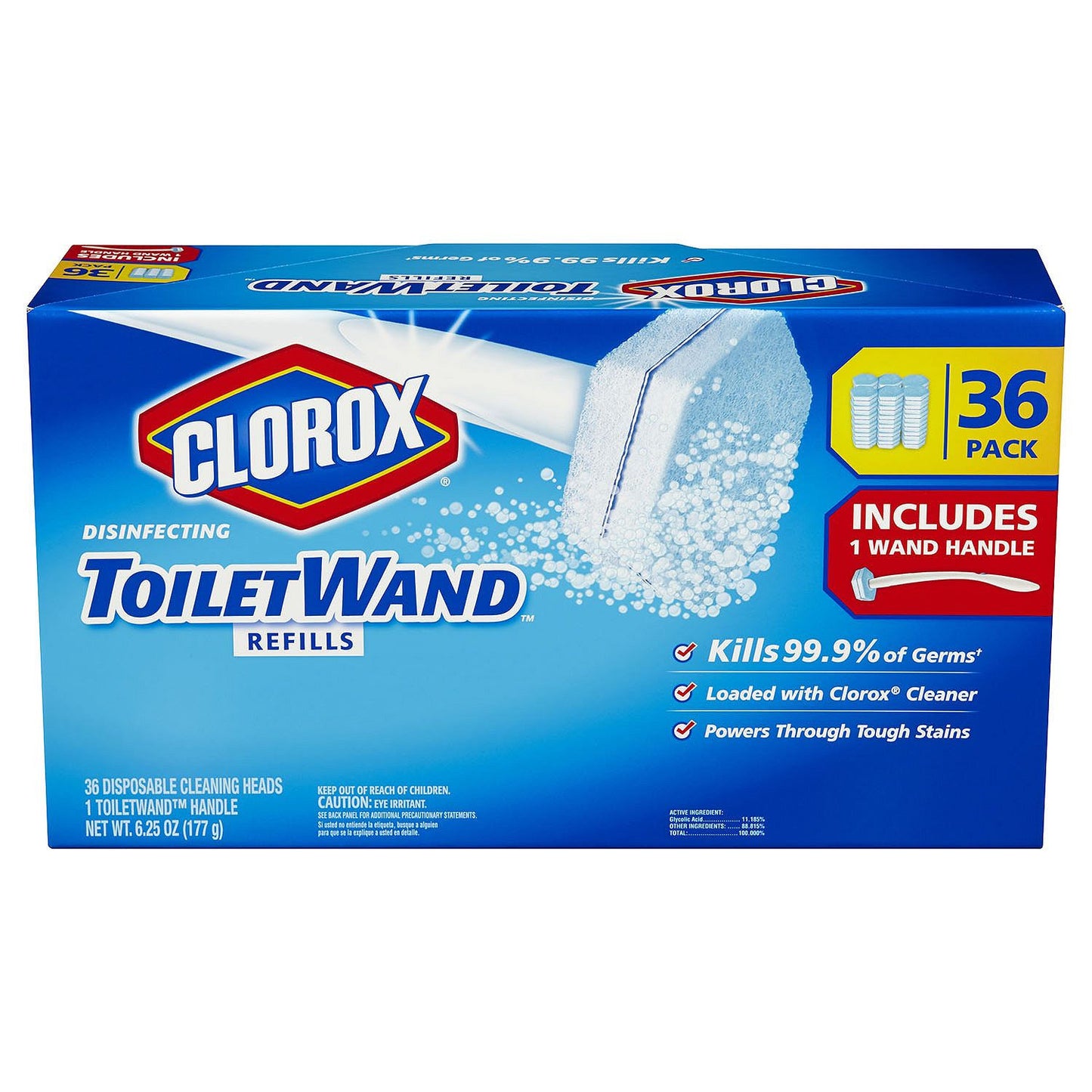 Clorox ToiletWand Disposable Toilet Cleaning System (1 ToiletWand Handle + 36 Disinfecting Refills)