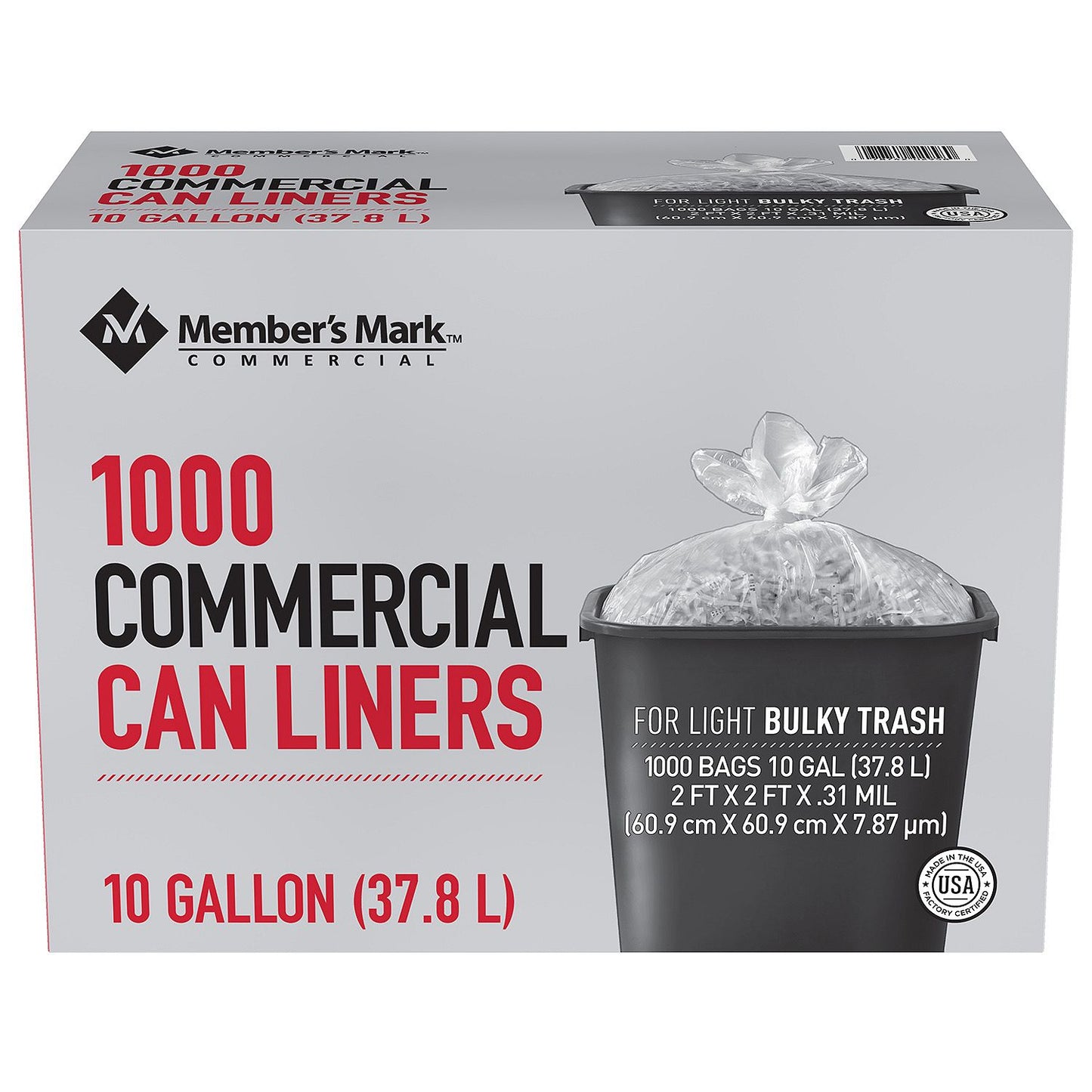 Member's Mark 7-10 Gallon Commercial Trash Bags 1000 Ct.