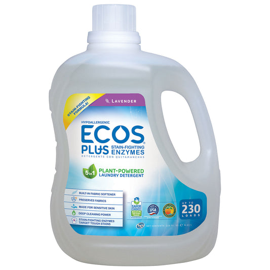 ECOS Hypoallergenic Liquid Laundry Detergent + Enzymes, Lavender Scent (230 loads, 210 fl. oz.)