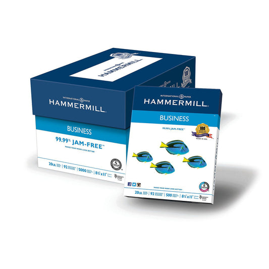 Hammermill Business Copy Paper, 20lb, 92 Bright, 8 1/2" x 11", 10 Ream Case