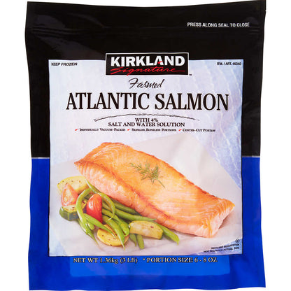 Kirkland Signature Atlantic Salmon Fillets, Boneless Skinless, 3 lbs