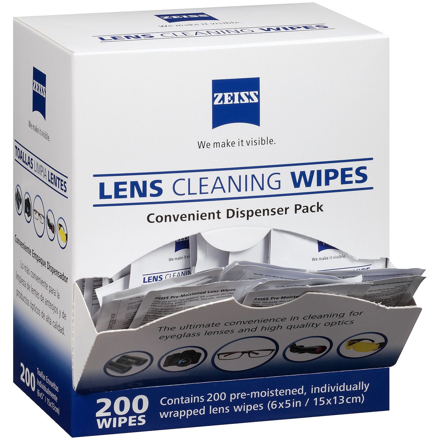 ZEISS Lens Wipes, Pre-Moistened Eye Glass Cleaner Wipes, 100 Count