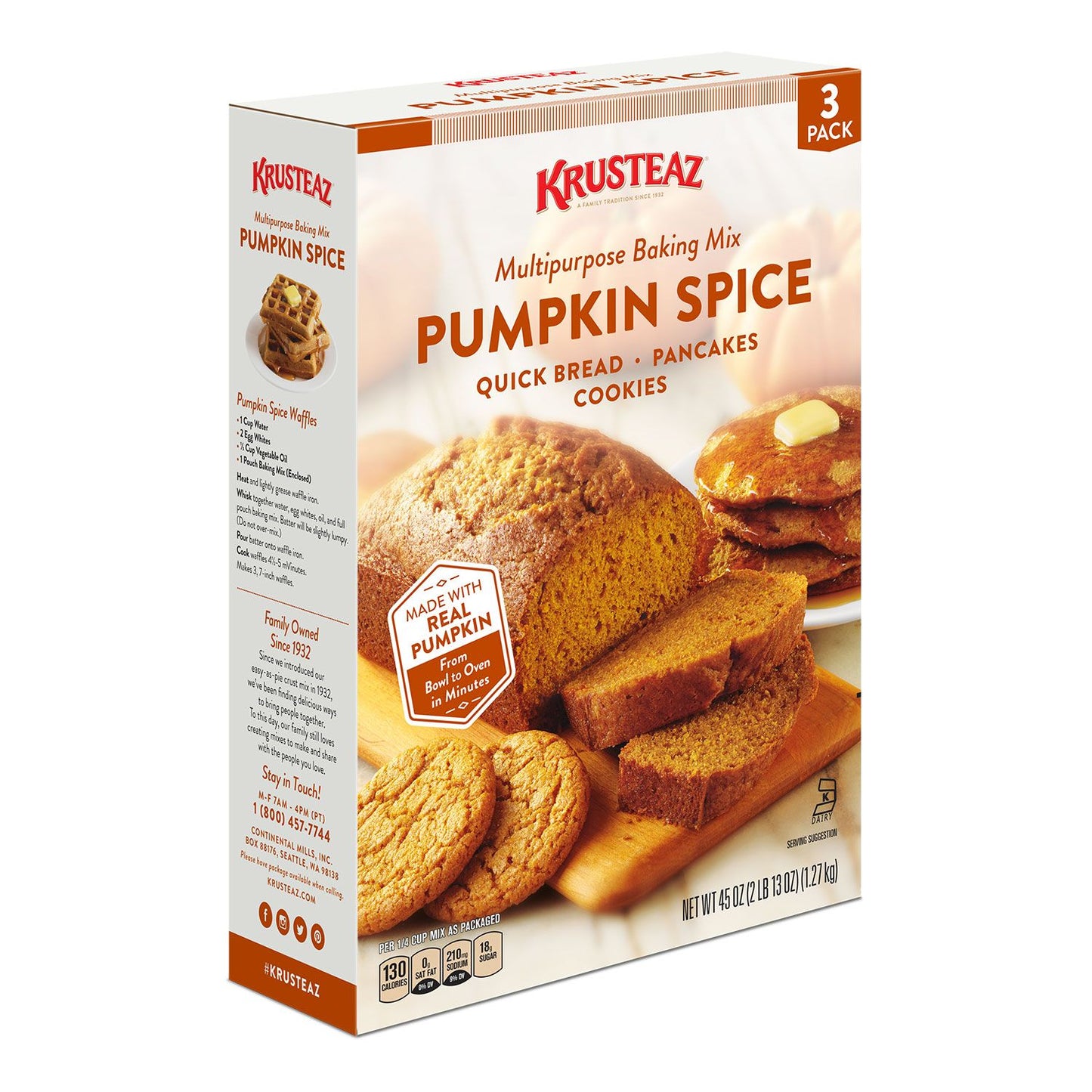 Krusteaz Pumpkin Spice Baking Mix (45oz., 3pk.)