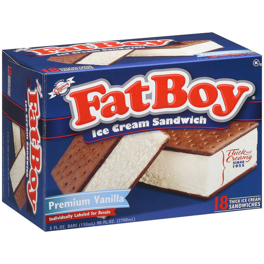 FatBoy Premium Vanilla Ice Cream Sandwich, Frozen (18 ct.)