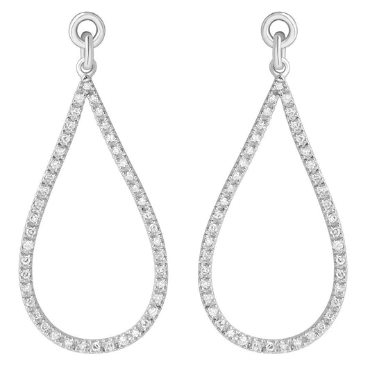 Sterling Silver Earings with Diamond Pear Shape