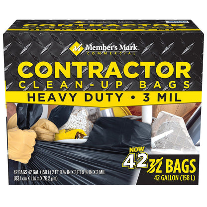 Member's Mark Commercial Contractor Clean-Up Trash Bags (42 gal., 42 ct.)