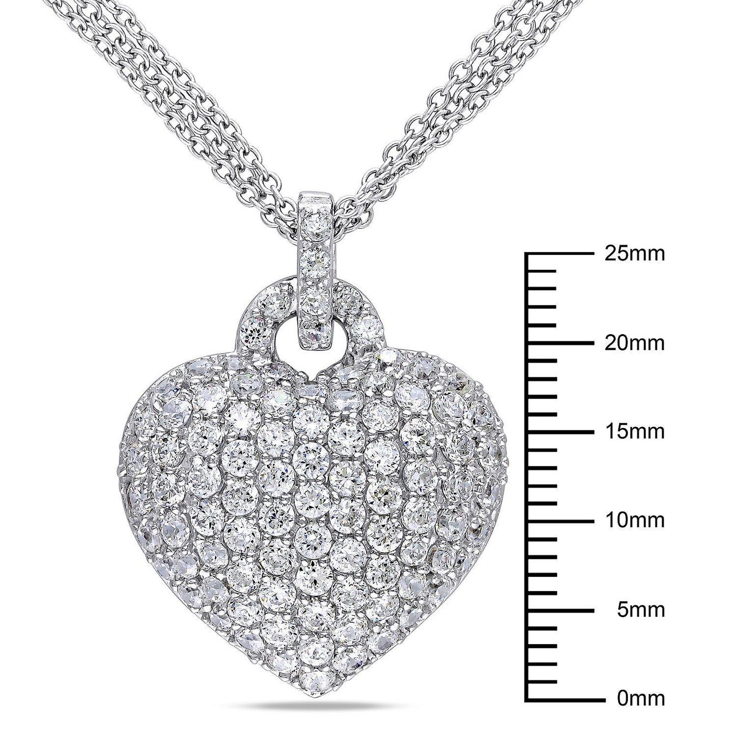 3.47 CT. Created White Sapphire Heart Pendant in Sterling Silver 7-14 Day Delivery