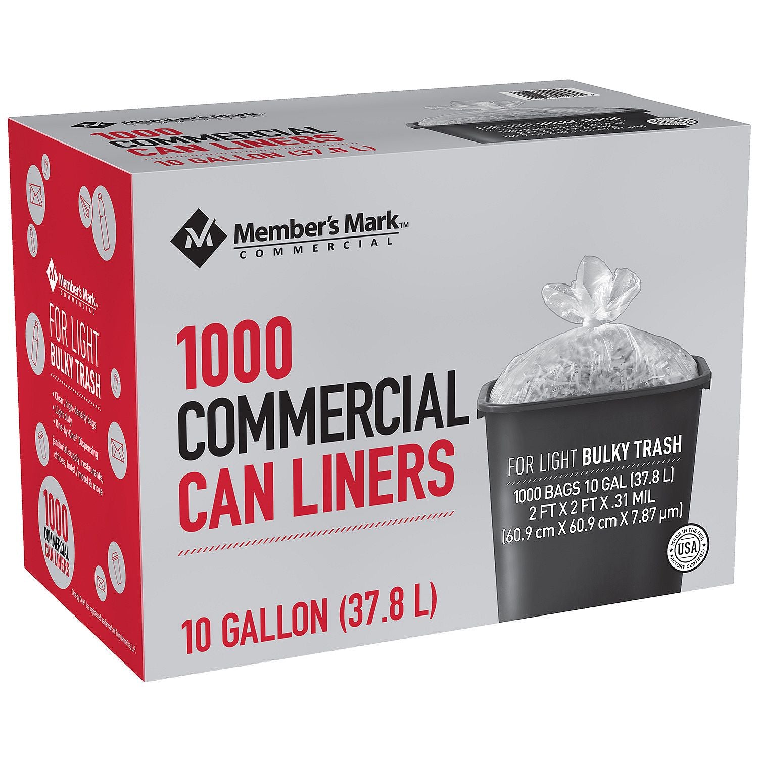 Member's Mark 7-10 Gallon Commercial Trash Bags 1000 Ct.