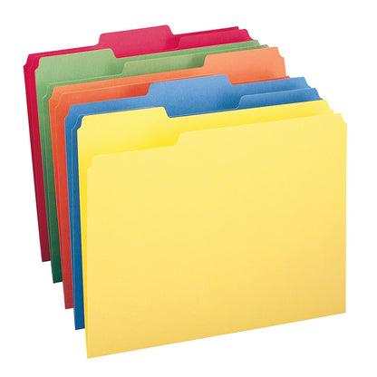 Smead 1/3 Cut Assorted Position Tab File Folders, Letter, Assorted Colors, 100ct.