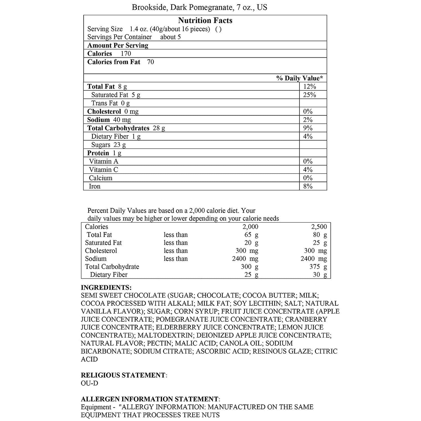 Brookside Dark Chocolate Pomegranate and Fruit Flavors (2 lb.)