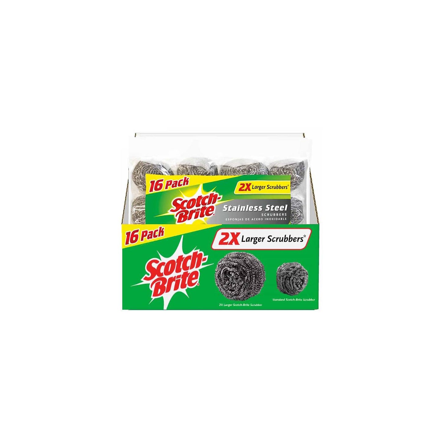 Scotch-Brite 2X Larger Stainless Steel Scrubbers Club Pack, 16 Scrubbers per pack